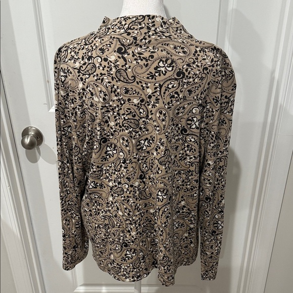 Kim Rogers Brown Paisley Long Sleeve Top - Picture 4 of 7